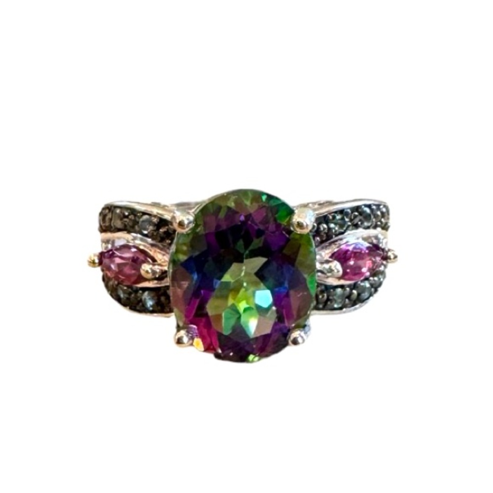 Stunning 925 silver mystic topaz ring